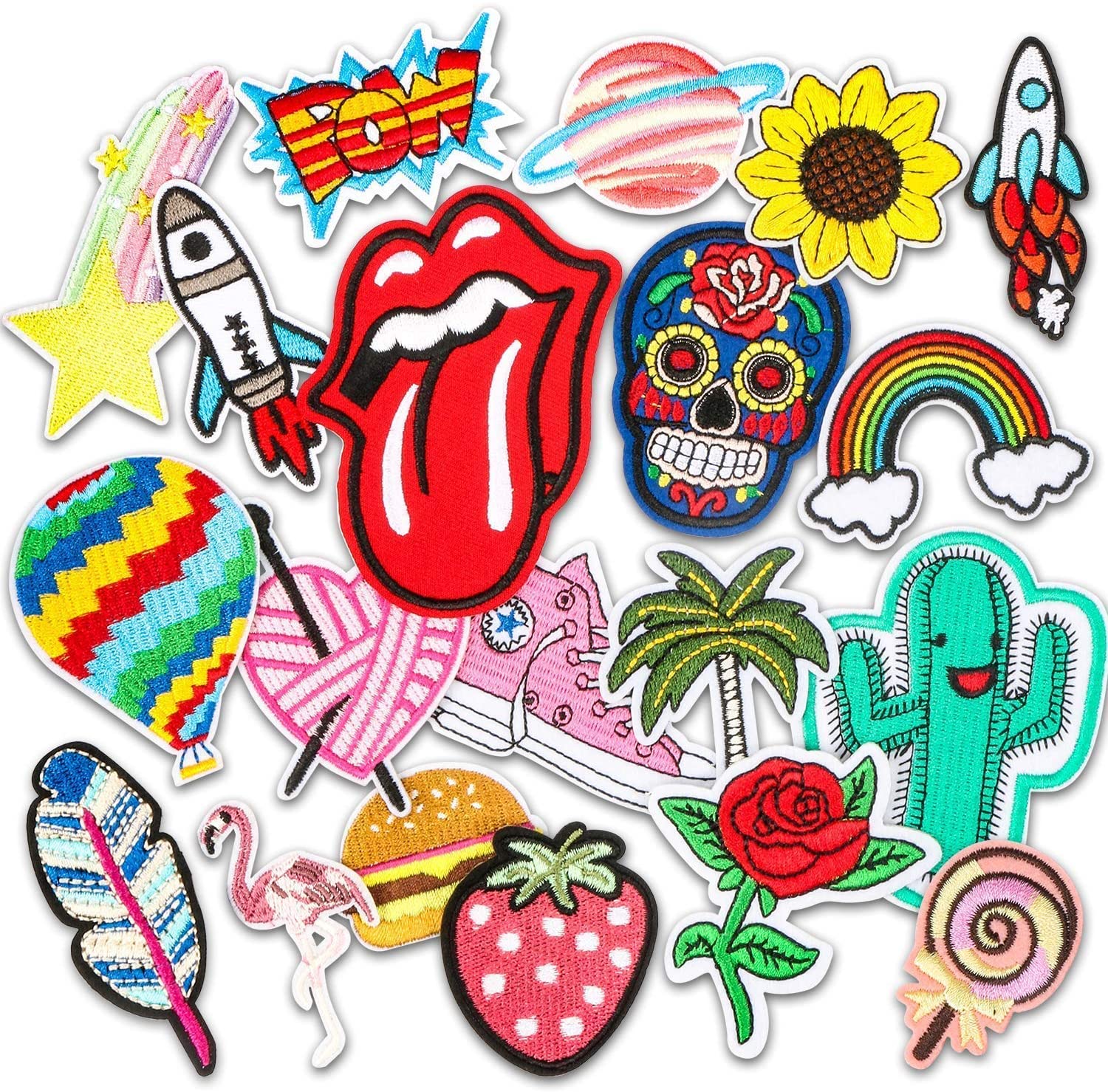 Iron-on Patches, 20 Pieces Patches for Clothes Flowers Patch Patches for  Ironing on Children Patches Roses for DIY T-Shirt Jeans Clothes Bags（20pcs）  